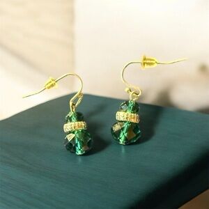 Elegant Green and Silver Dangle Earrings